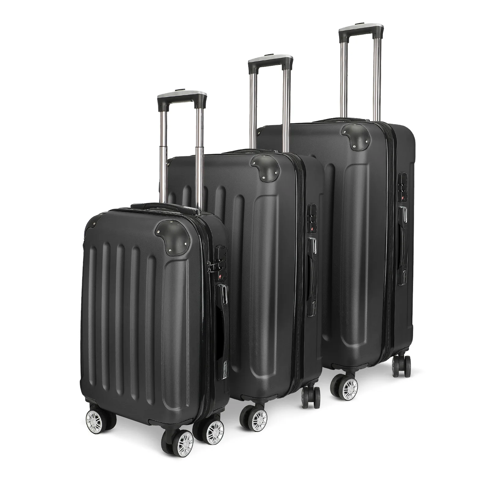 Anajqaqia 3-teiliges Trolley-Koffer-Set, abs Hartschalen-Reisekoffer, mit 4 stücke 360 °-Lenk rollen, mit Teleskop griff