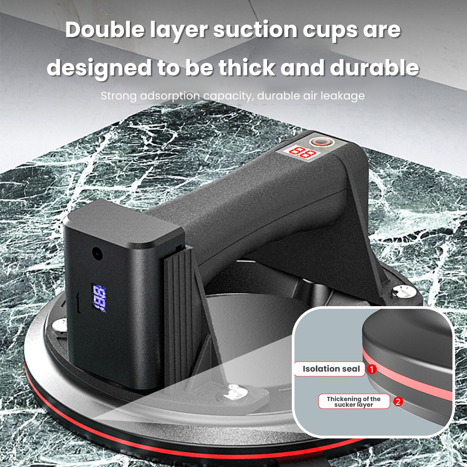 Lève-vitre électrique à ventouse sous vide, capacité de charge de 200KG, 8 pouces, robuste, à main, pour déplacer de grands carreaux de granit