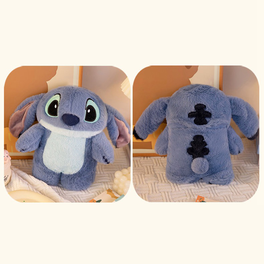 Stitch Angel Lotso-botella caliente de felpa para mano, botellas de agua caliente Kawaii, bolsa de mano cálida portátil suave para invierno, juguetes de Anime, regalo de Navidad