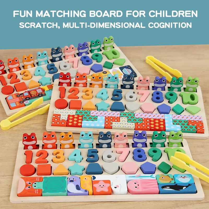 Toddler Montessori Toys Shape & Number Matching,Fishing Game,Animal PuzzleTo Exercise Fine Motor Skills For Boys and Girlsl