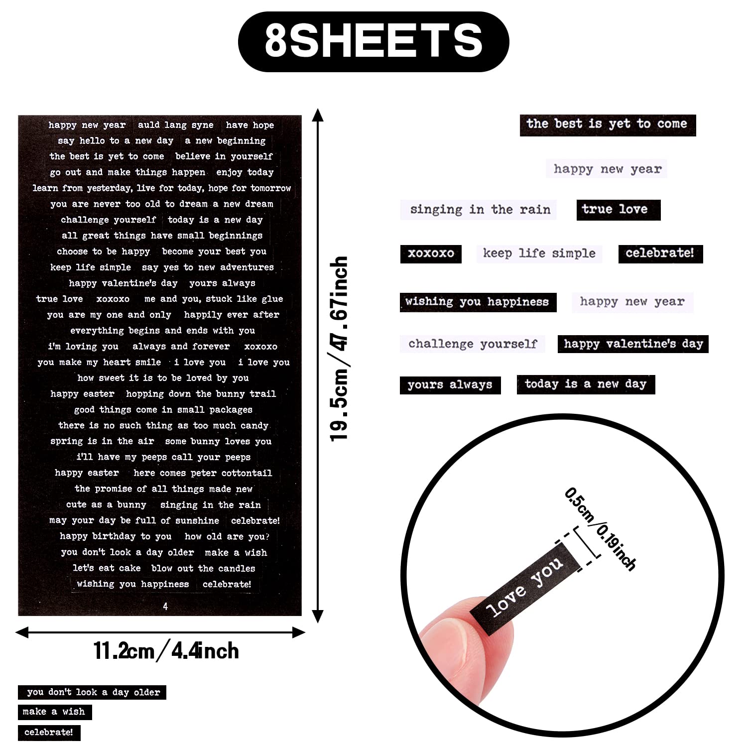 8 แผ่นอ้างสติกเกอร์สําหรับ Journaling ขนาดเล็ก Talk สติกเกอร์วลี Word Notebook DIY สําหรับ Art Journal Collage อัลบั้มความงาม