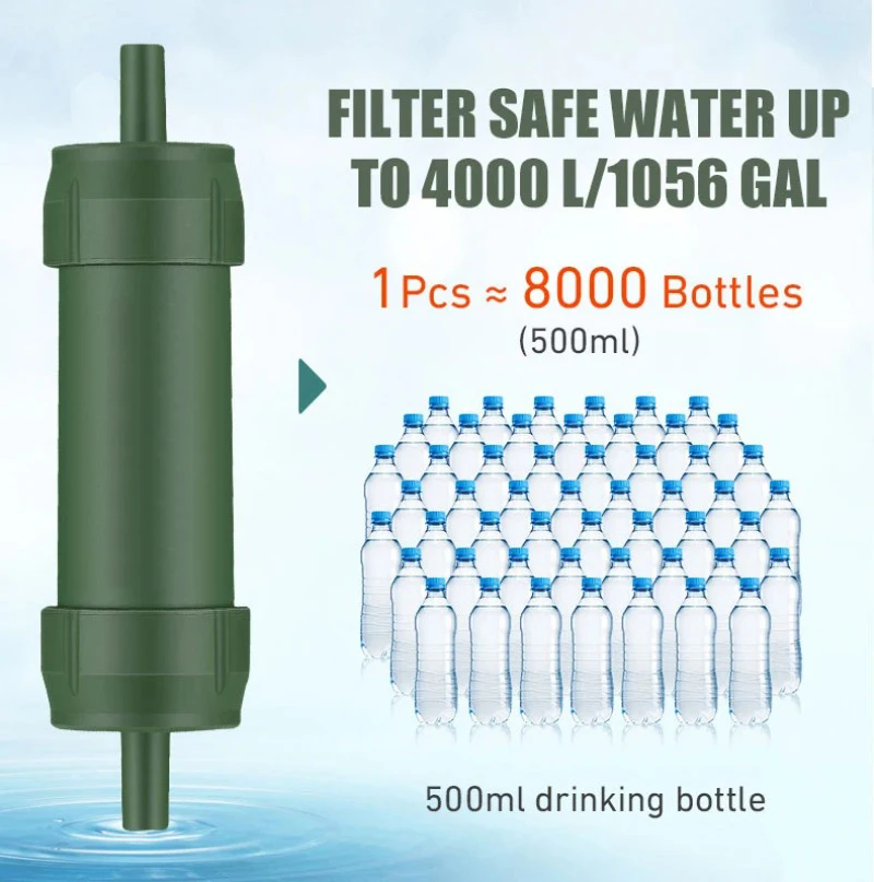 1pc Outdoor Mini Camping Reinigung Wasserfilter Stroh Tup Kohle faser Wasser beutel für Überleben oder Not versorgung
