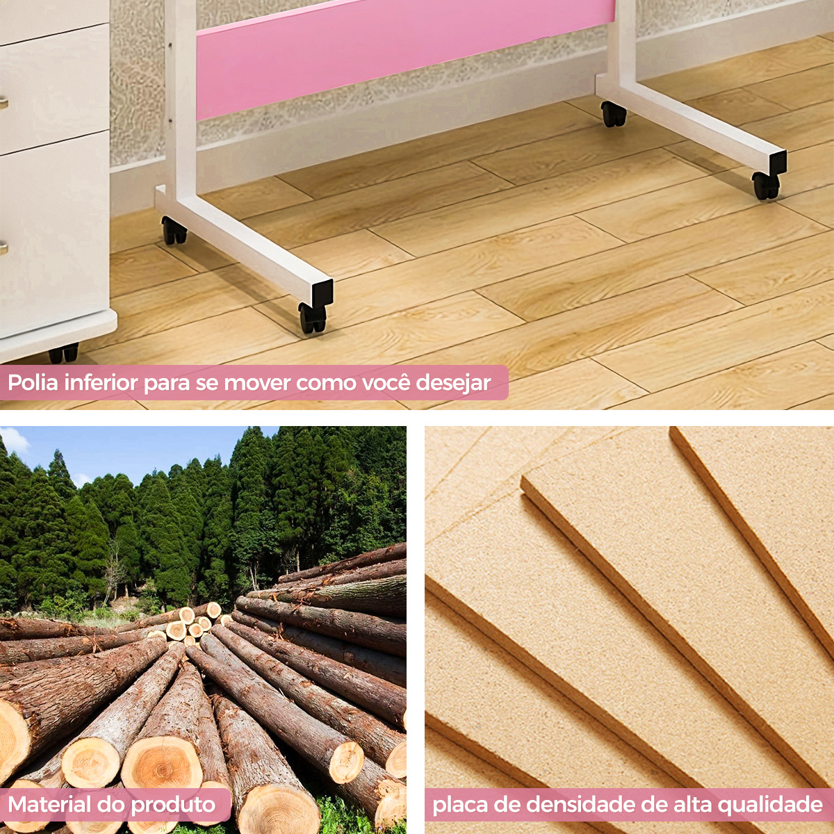Mesa ajustável para laptop com rodas, mesa giratória para computador ao lado do sofá-cama, mesa elevatória para laptop, mesa lateral