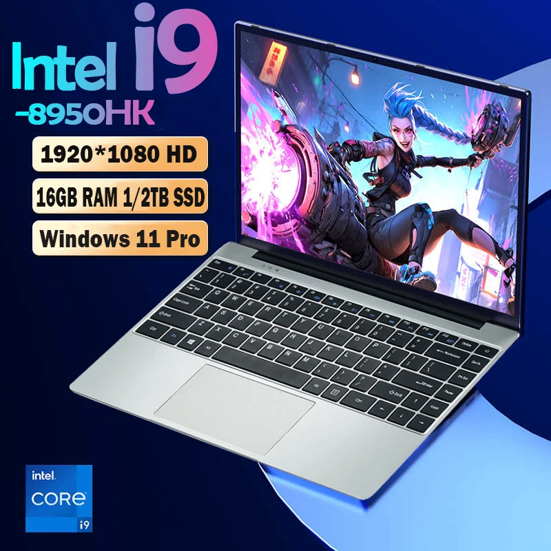 Computer portatile professionale da 14.1 "Windows 11 Intel Core i9 8950HK 16GB DDR4 1TB 2TB SSD Laptop studio Notebook PC Gamer Compute
