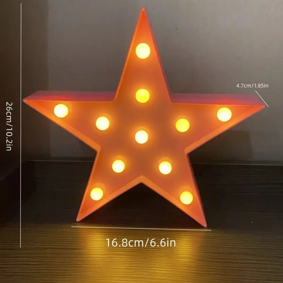 1개 빛나는 빨간색 LED 오각형 네온 조명 - 소녀용 침실 및 이벤트용 배터리 구동 별 장식 - 벽 액센트