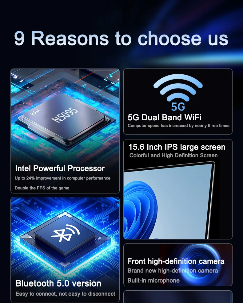 Laptop Computer 15.6 Inch CPU Intel N5095 16GB RAM 1TB WiFi6 Lightweight Business Computer Notebook Windows 11 Gaming laptops