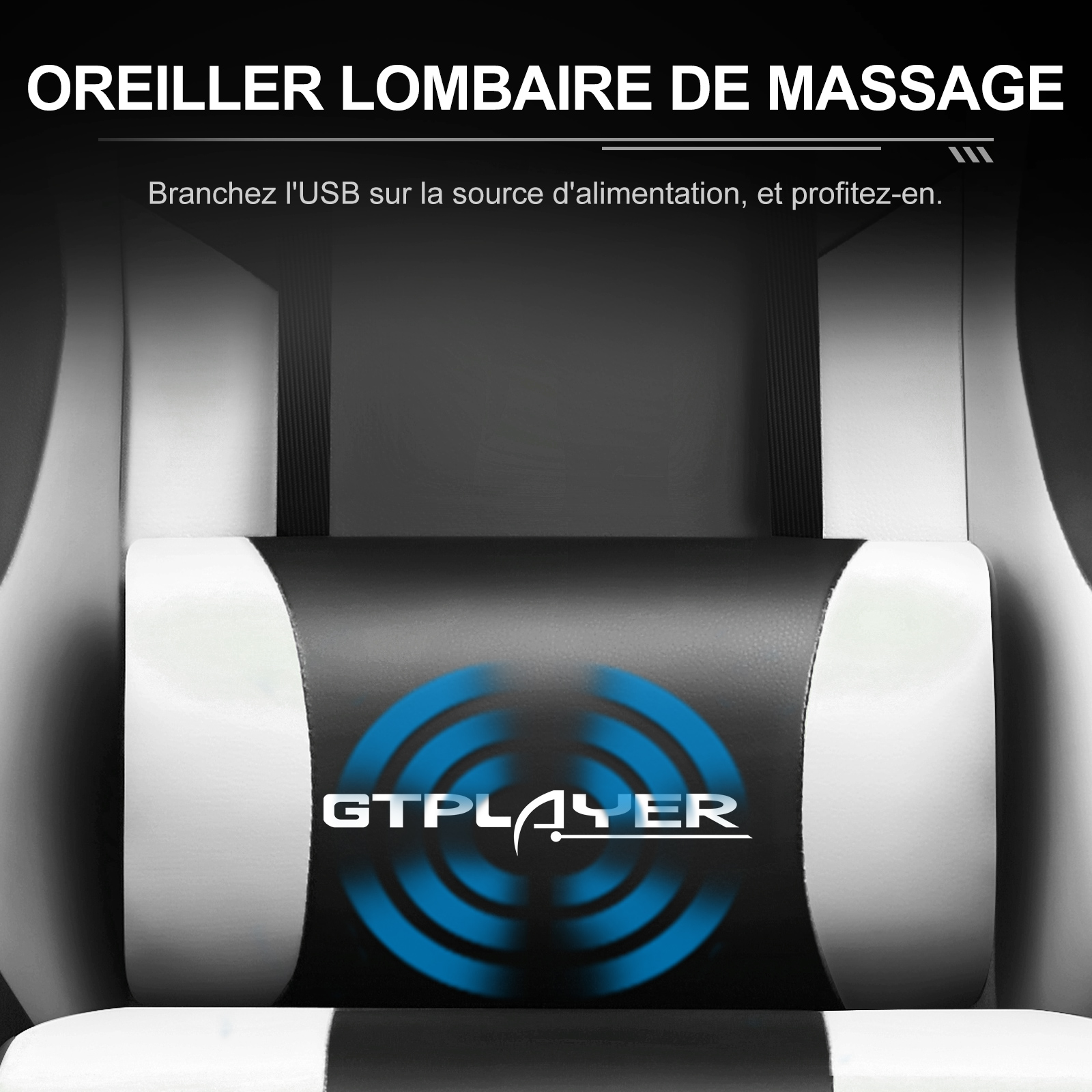 Chaise Gaming GTPLAYER avec Massage, Chaise Ergonomique avec Repose-Pieds, Dossier Réglable et Coussin Lombaire pour Bureau
