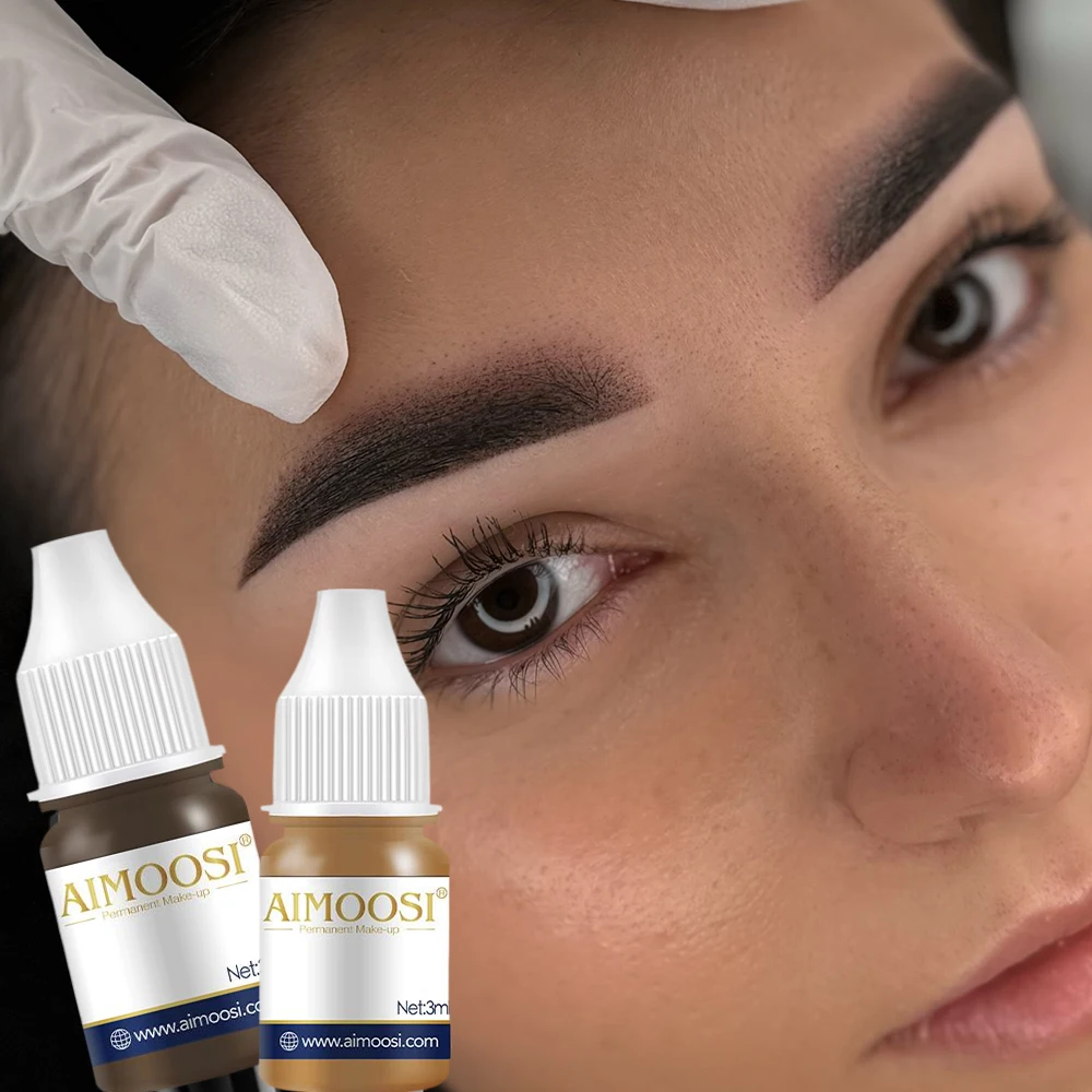 AIMOOSI Augenbrauen-Mikropigmentierung, 18 Farben, semi-permanentes Make-up-Pigment für Eyeliner, Bio-Schwarz, Braun, Tattoo-Tintenzubehör