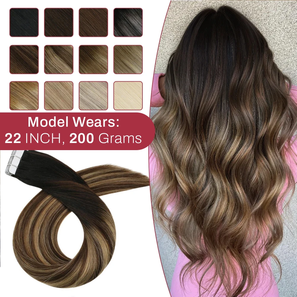 Moresoo fita em extensões de cabelo humano brasileiro em linha reta remy extensão do cabelo natural invisível fita sem costura ins 100% cabelo real