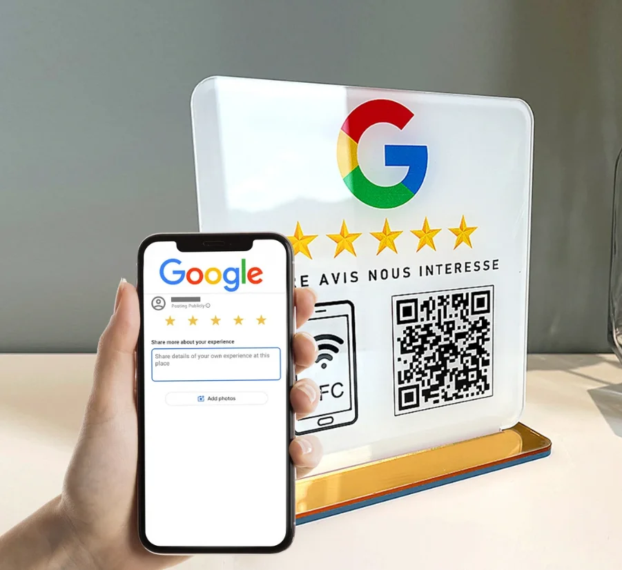 Custom Google Review Sign with NFC Scan code Acrylic Social Media Signs For Your Business Retail Store Decors