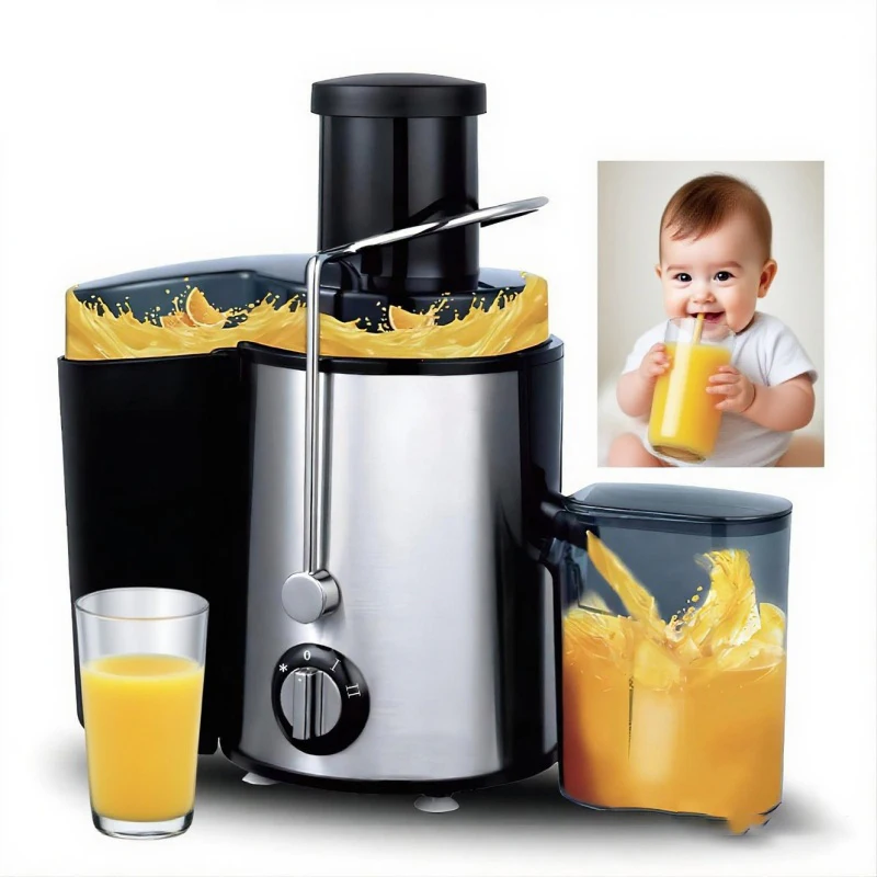 400 W, Entsafter-Auslass, Haushalts-Entsafter, Entsafter orange elektrisch, Weithals-Esswanne für Obst und Gemüse