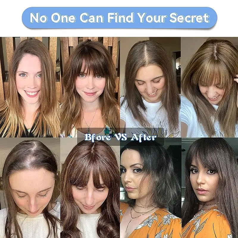 100% remy cabelo humano toppers peças de cabelo para mulheres marrom claro topper com bang base de seda clipe em topper para desbaste cabelo