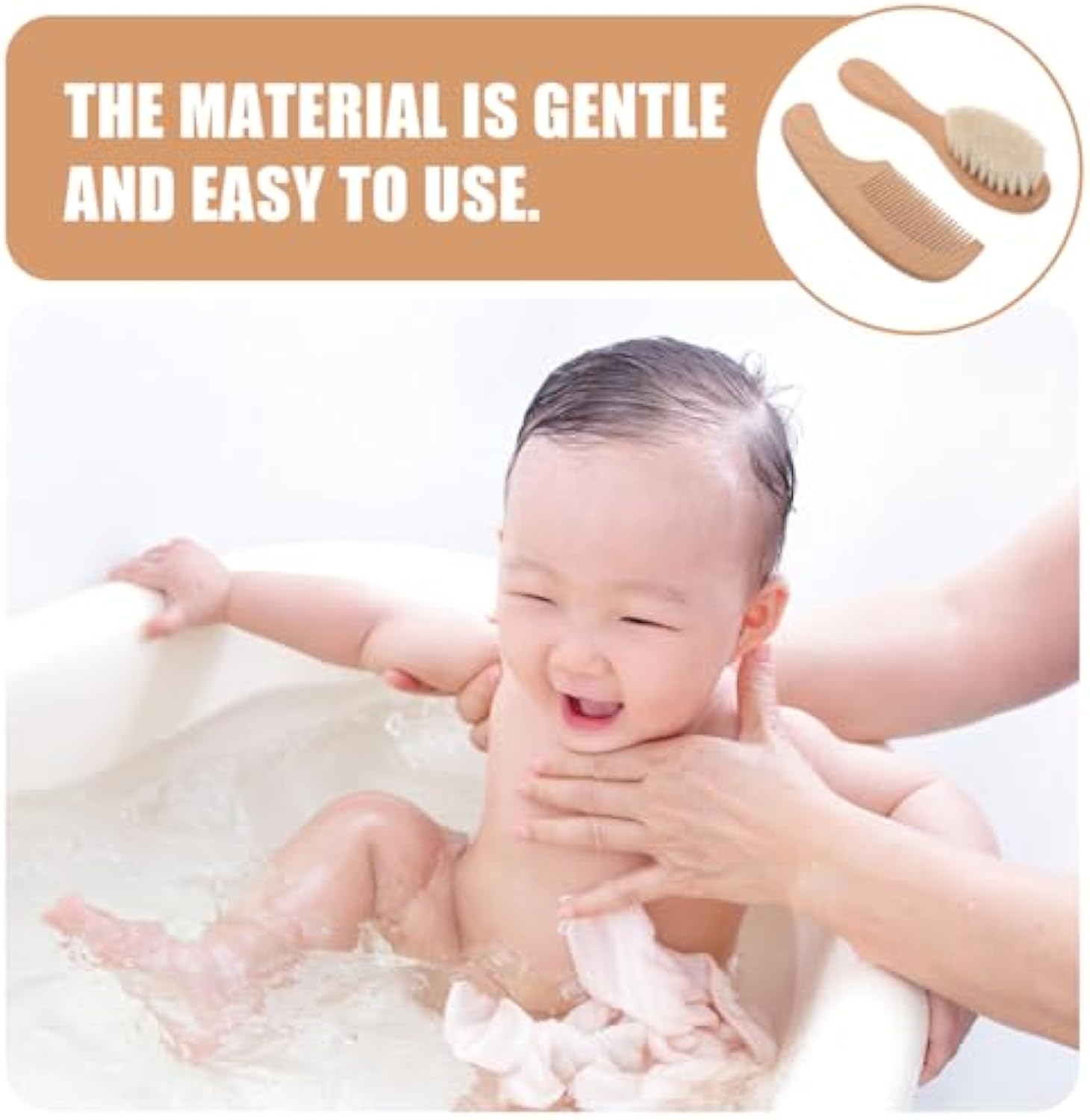 2 stuks babykam set babyverzorging haarborstel beuken zachte wol houten kam pasgeboren stimulator babyshower en cadeau babyhaar rustgevend