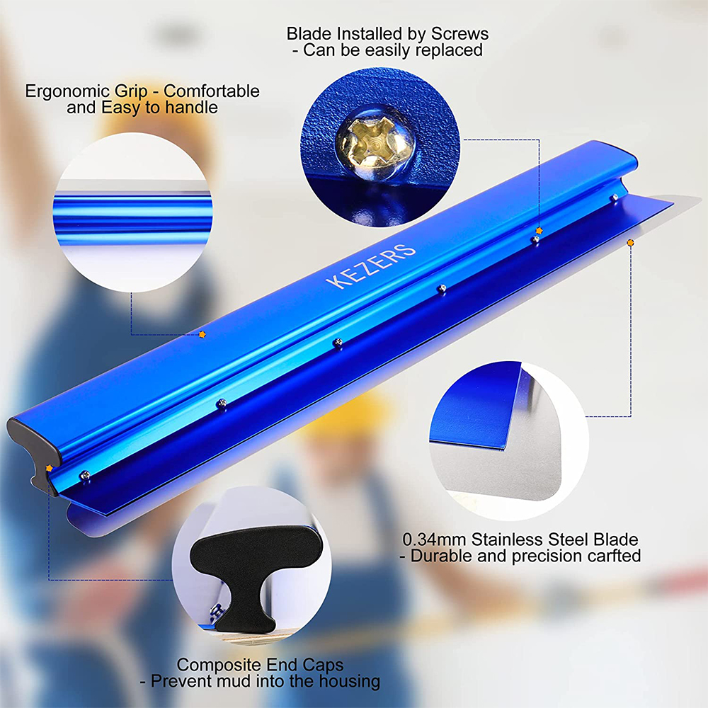KEZERS 55/80 ซม.Drywall Smoothing Spatula Skimming ใบมีดยืดหยุ่น Knockdown Spatula อลูมิเนียมอัดมีด DIY เครื่องมือ