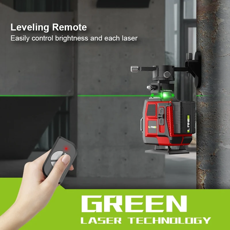 Livello laser professionale 4D a 16 linee automatico 3 °   Palo di fissaggio della linea da parete 360 orizzontale e verticale Super potente Green Beam