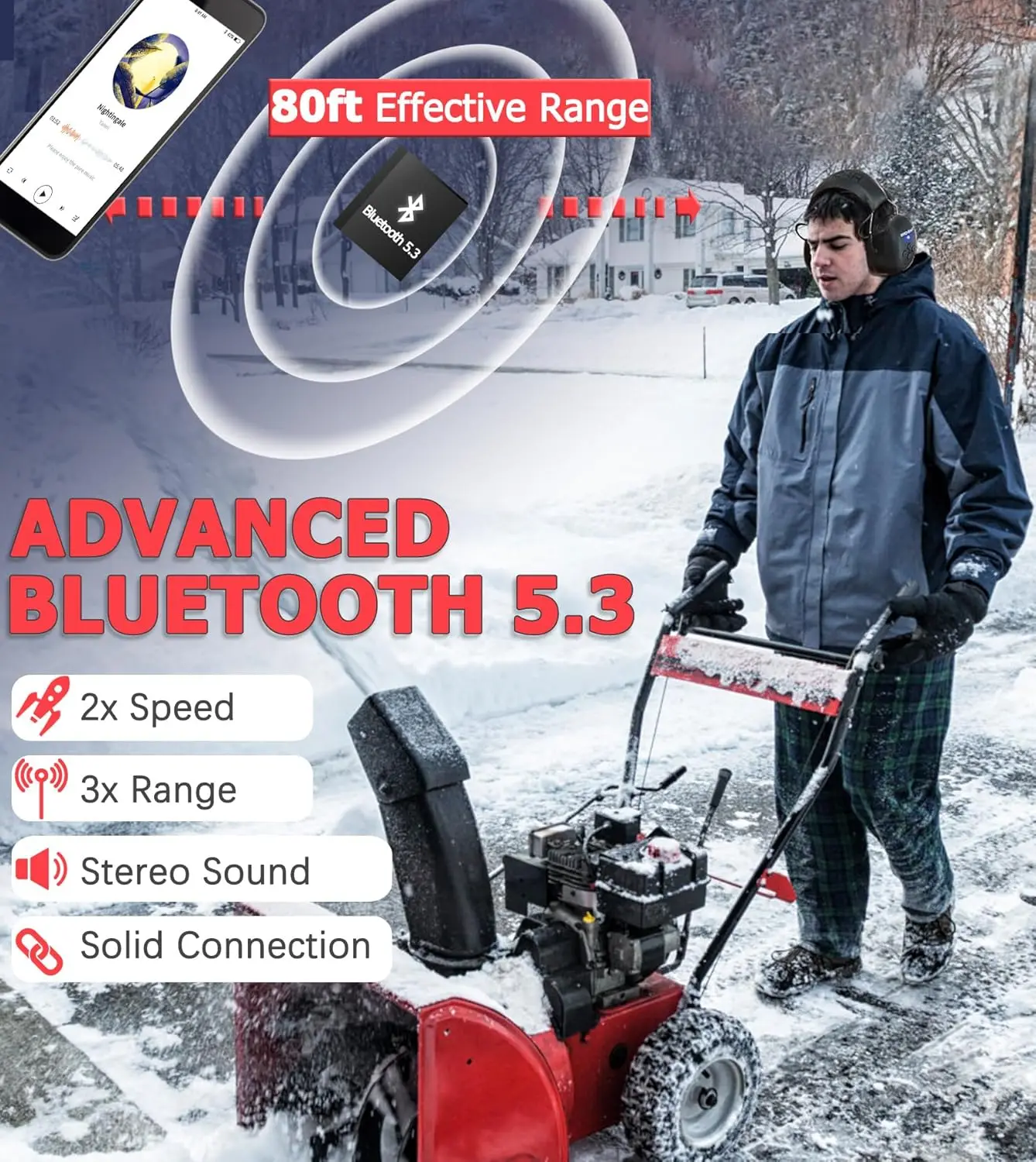 PROHEAR Bluetooth 5.0 Hearing Protection Headphones with Rechargeable Battery Safety Noise Reduction Ear Muffs For Mowing Work