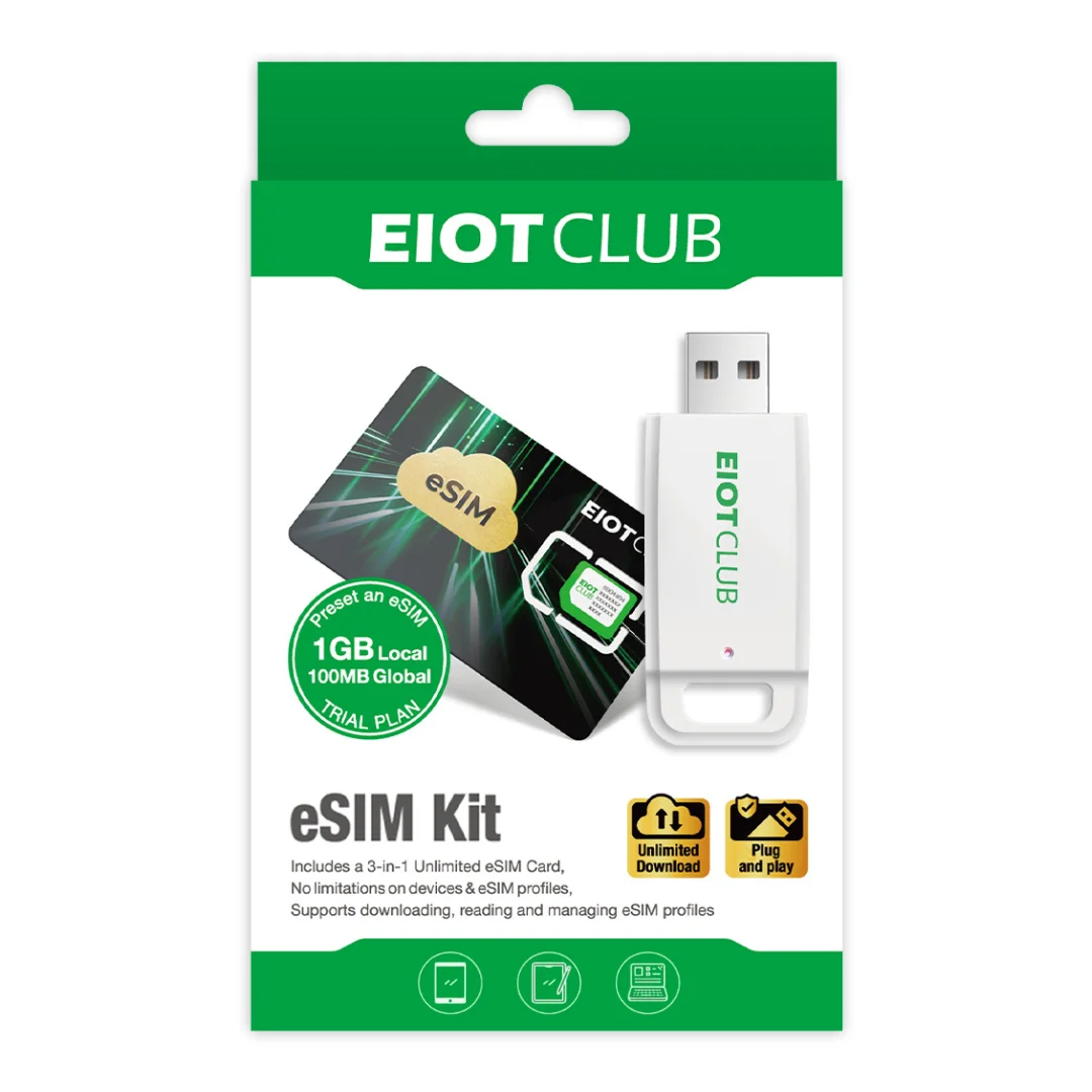 EIOTCLUB eSIM-Kit – eSIM-Karten- und eSIM-Kartenleser, unbegrenzter Download, Verwendung in über 200 Länder, ideal für Reisen und Business