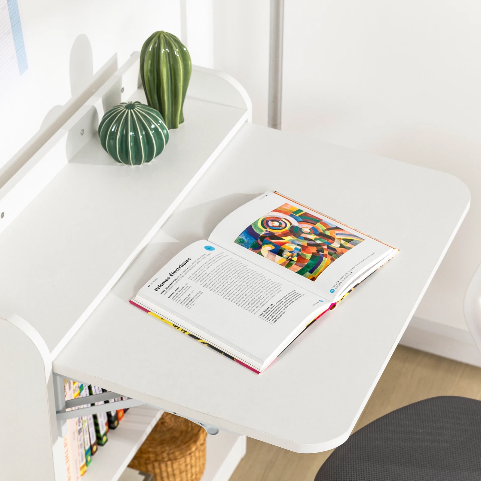 SoBuy FWT92 table d'ordinateur pliante avec étagères table pliante table de travail table de bureau pour table murale de bureau à domicile