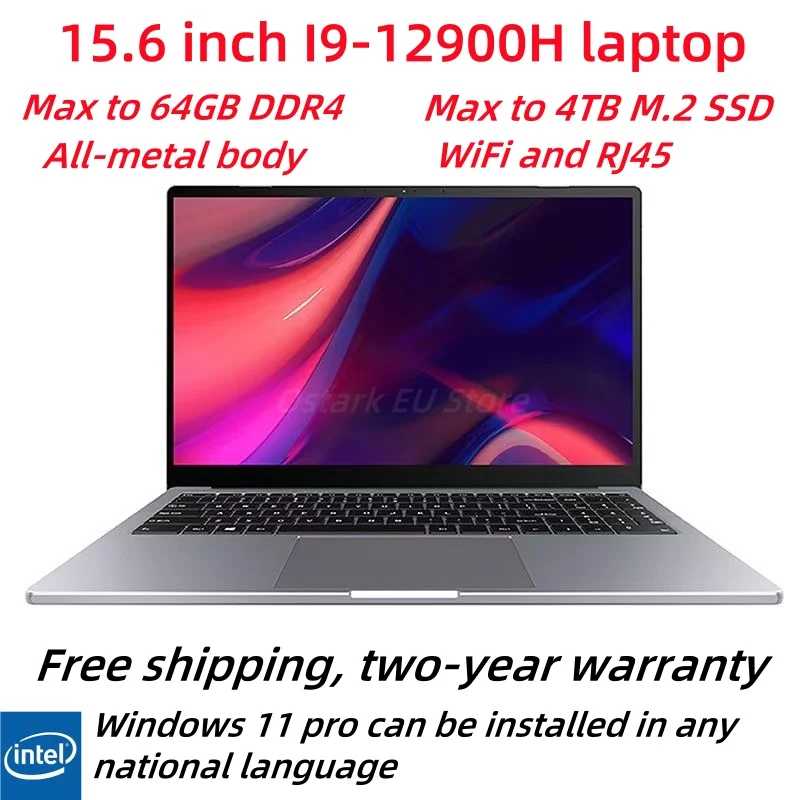 Intel Core i9-12900H pollici ordenador portatile da 15,6 pollici Windows 11 Po 2 * DDR4 2 * M.2 SSD Ultrabook WIFI5 BT