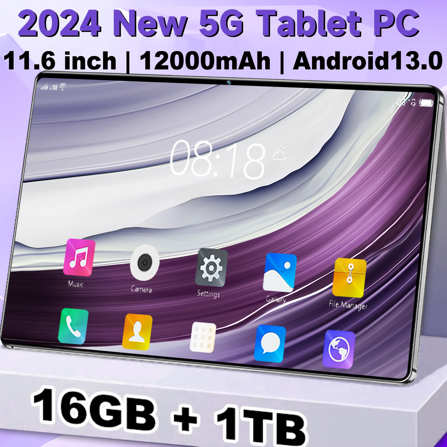 2024 tout neuf 11.6 pouces tablette Android 16GB Ram 1TB Rom Android 13.0 12000mAh réseau Bluetoot 5G tablettes nouveau PAD double sim