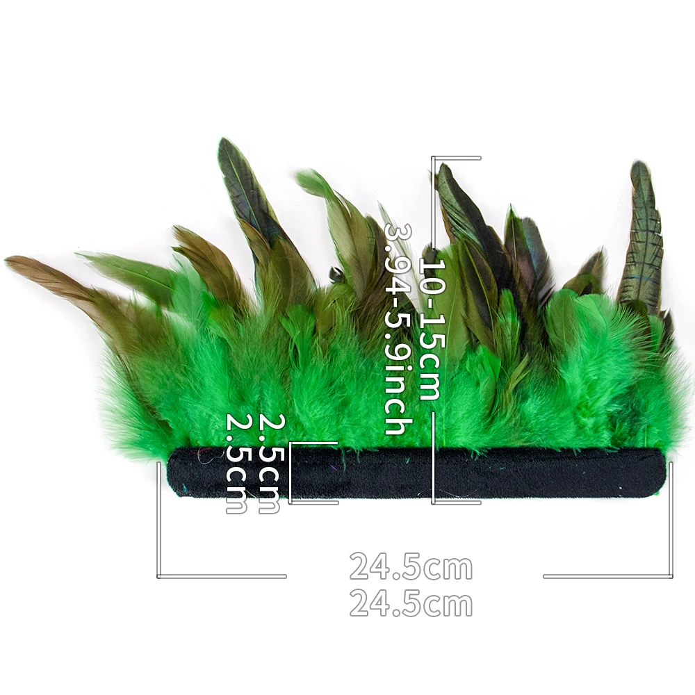 Customized Feather Cuffs Snap on Wrist Sleeve Wristband with Rooster Feathers Trim For Photos Feather wrist cuffs