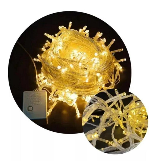 Cordão de Luz Natal Pisca Pisca 100 Led 9m 8 Funções Fio Transparente - Neverdie