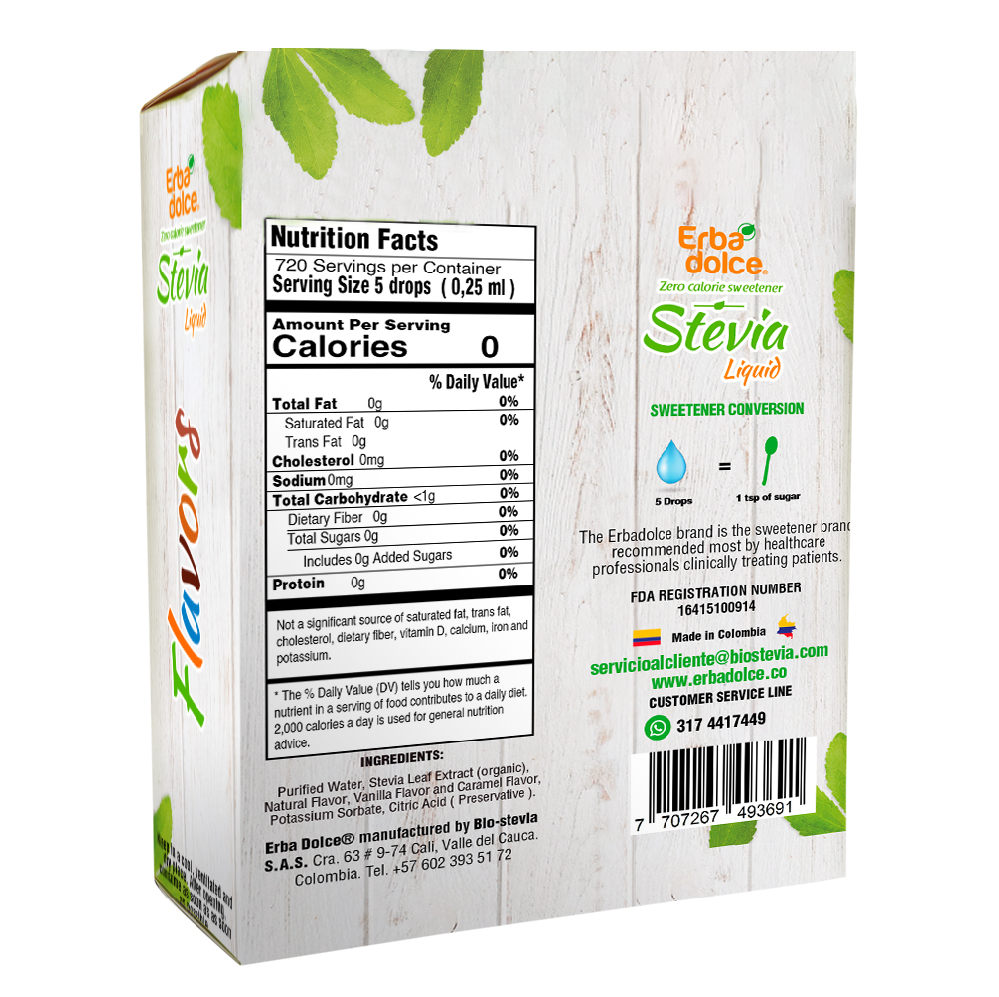 (4packs) Erba Dolce Stevia Liquid Sweetener 3 Flavor Pack