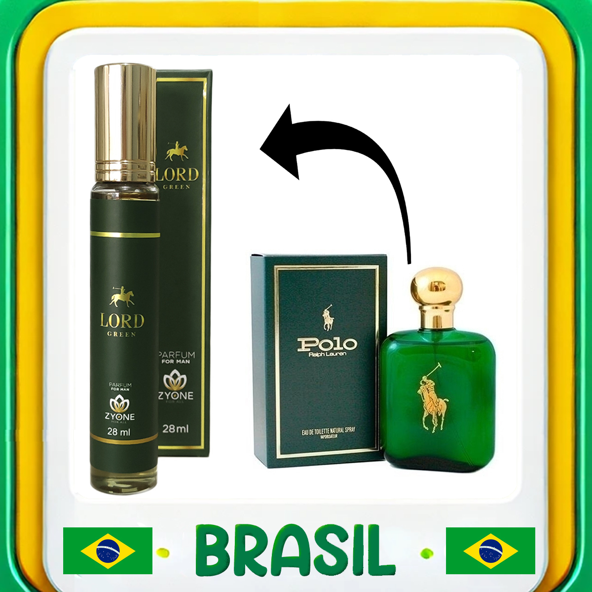 Perfume Masculino Zyone Lord Green 28ML Eau de Parfum EDP Alta Fixação - Envio do Brasil