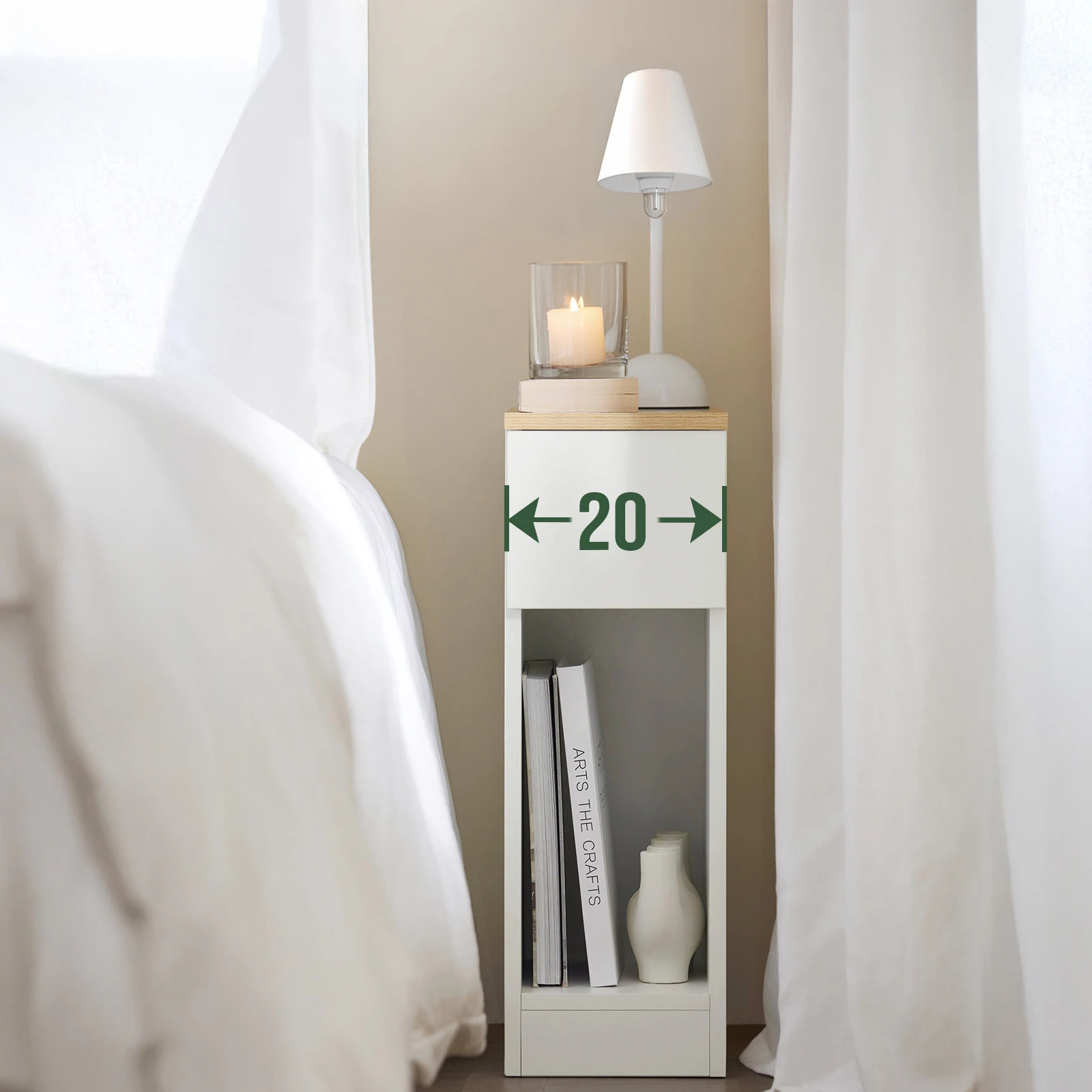 SoBuy FBT111x2 Nachttisch 2er Set mit Schublade für Boxspringbett Sofatisch 2 stücke Beistelltisch schmal Nachtschrank