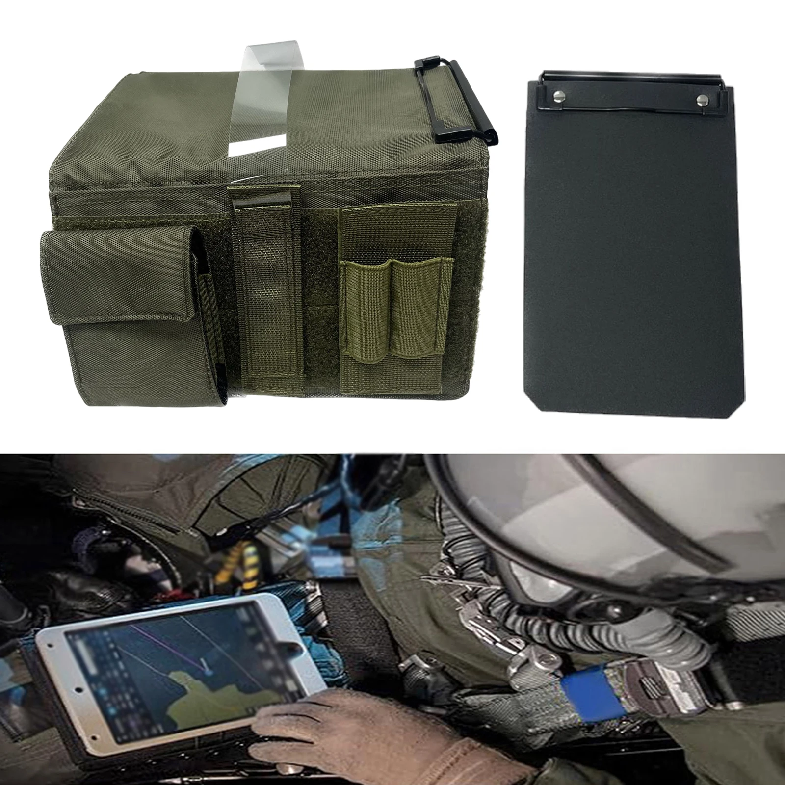 Placa de joelho para piloto de aviação, bloco de notas com legging preta e placa de clipe de plástico para verificação profissional de pilotos civis de aviação geral