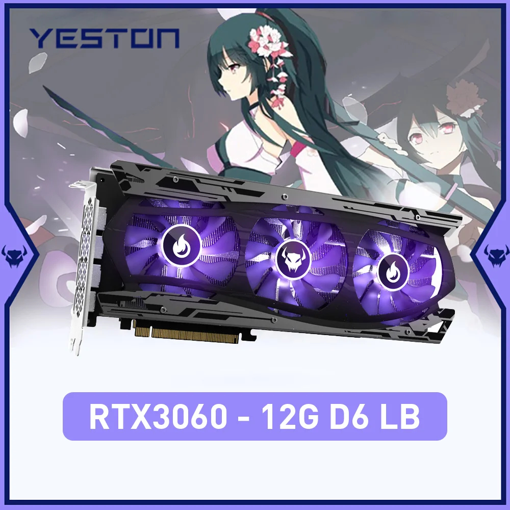 USED YESTON Graphic Card GDDR6 NVIDIA rtx 3060 12G Gaming GPU Video Cards rtx 3060TI rtx3050 rtx3070 rtx3080 placa de vídeo