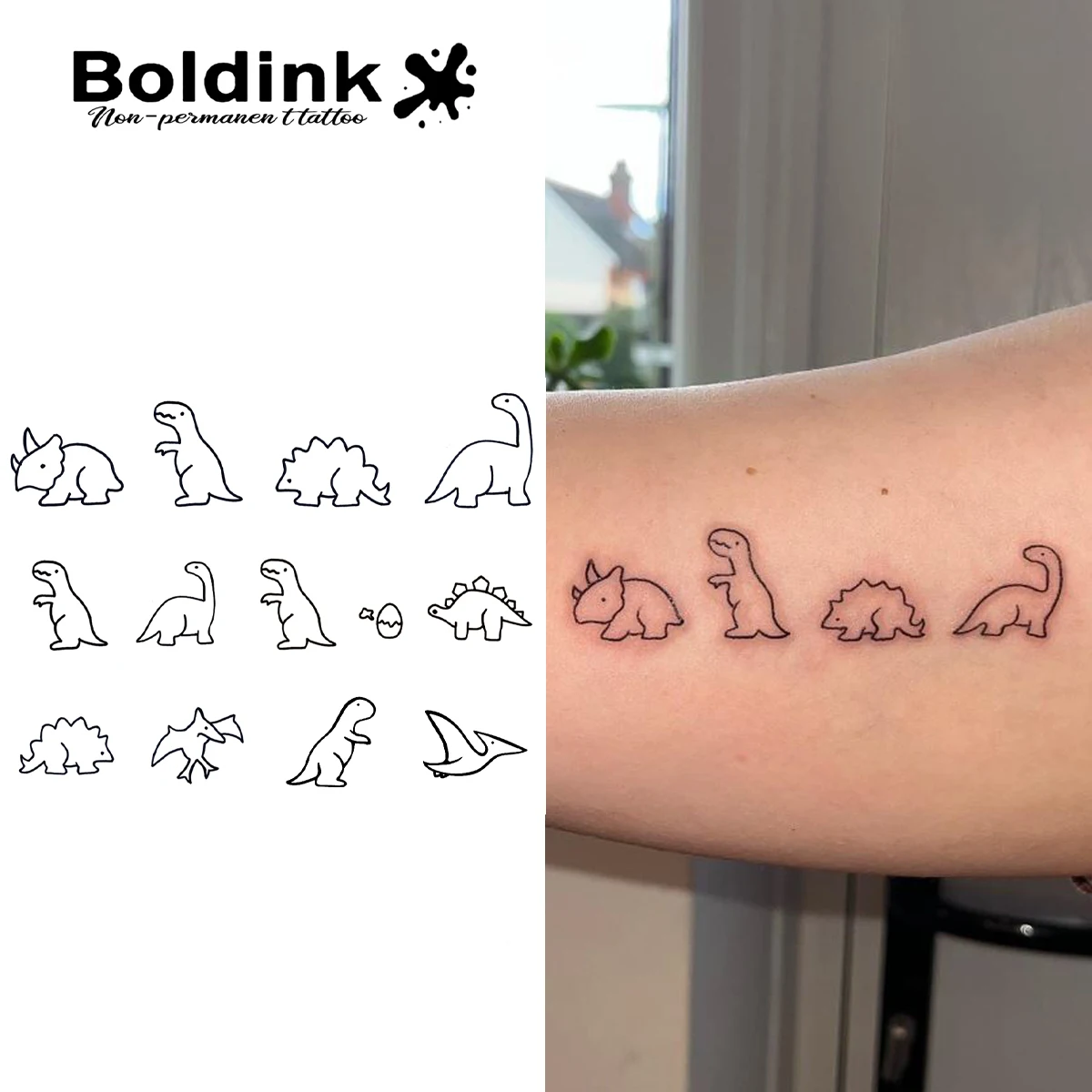 Temporäres Dinosaurier-Tattoo, hält bis 15 Tage, neue Technologie, magischer, wasserfester, semipermanenter Aufkleber.