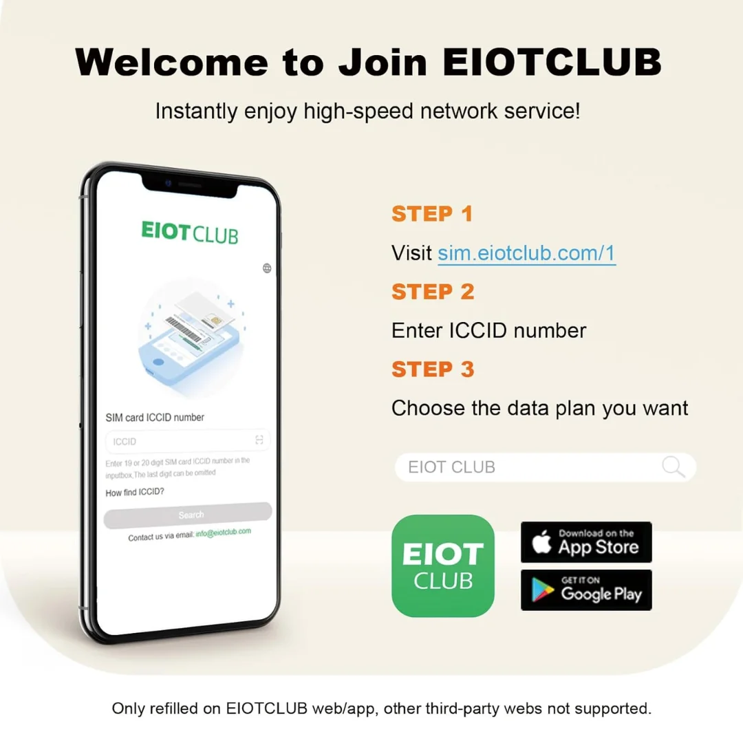 EIOTCLUB USA Prepaid SIM Card - 300MB 30DAY, Supports AT&T and T-Mobile Networks, High Speed 5G/4G LTE Coverage, Data-Only SIM