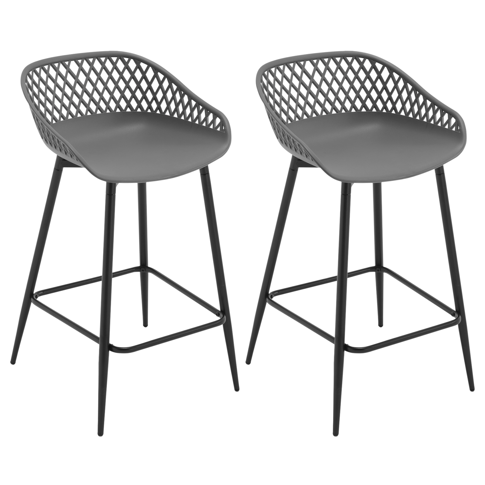 2PCS/CET Plastic Bar Stools Counter Stool with Hollow Backrest Footrest High Kitchen Stool for Dining Room Bar Outdoor Patio