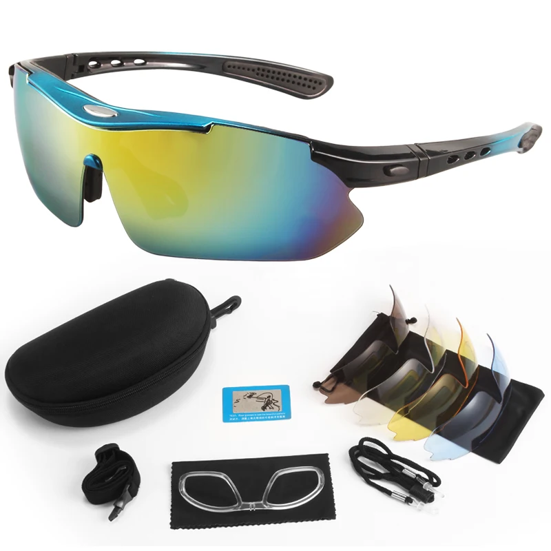 Nuevo Juego de 5 lentes gafas tácticas polarizadas para hombres deportes al aire libre gafas de escalada a prueba de viento gafas protectoras de seguridad