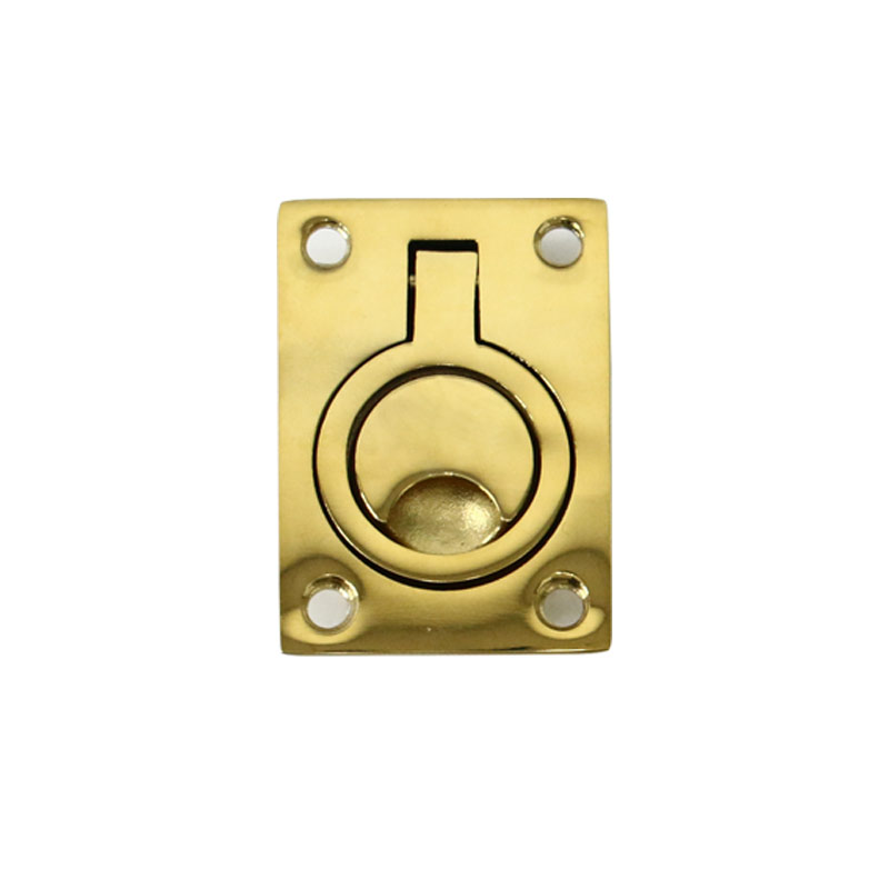 Marine 316 Stainless Steel Brass Plating Hatch Pull Handle with Mounting Screws Round Square Flush Lift Ring for Boat