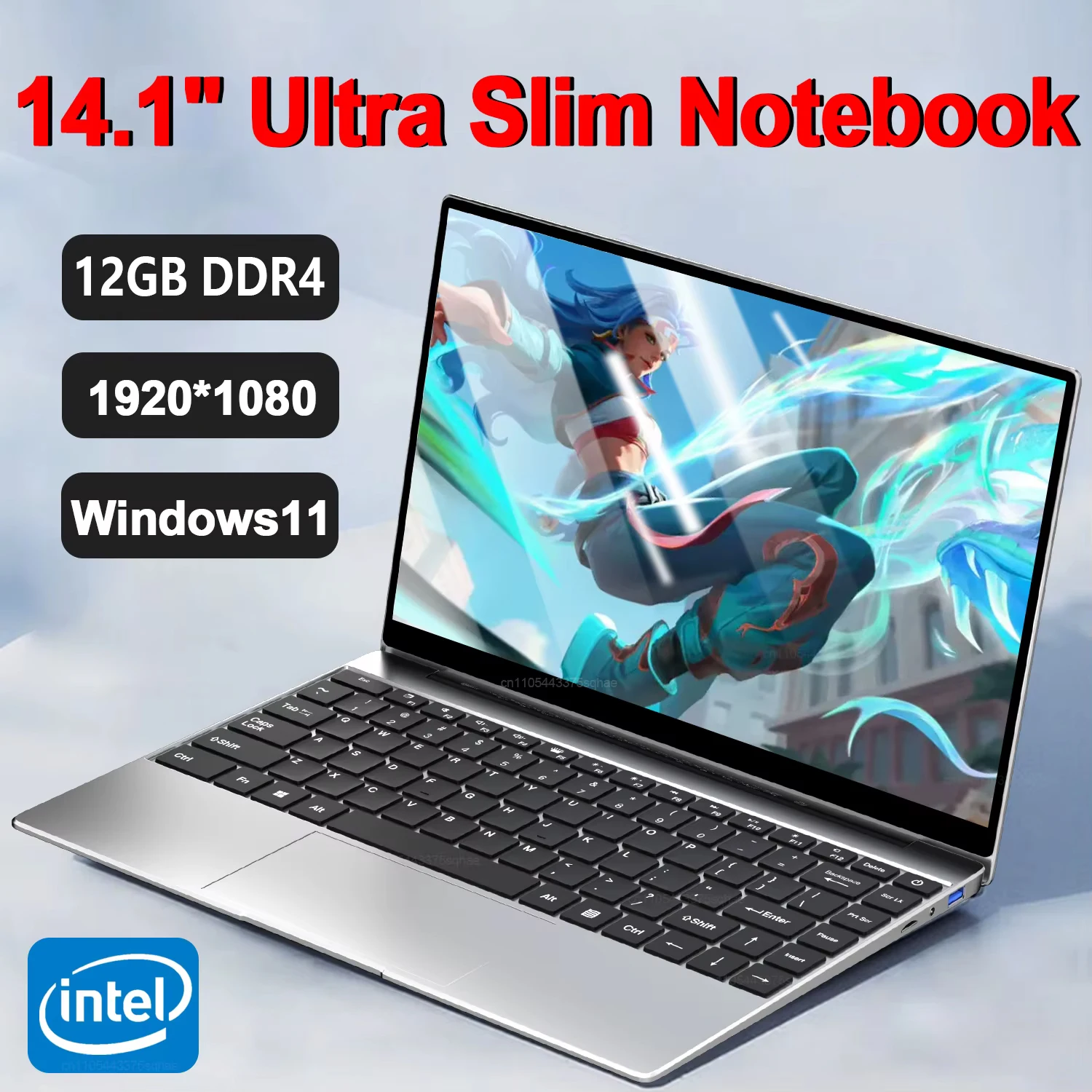 14,1 "portátil Windows 11 intel Atom A3950 ordenador portátil 12GB RAM 2TB SSD 1920*1080P aprendizaje Notebook PC ordenador