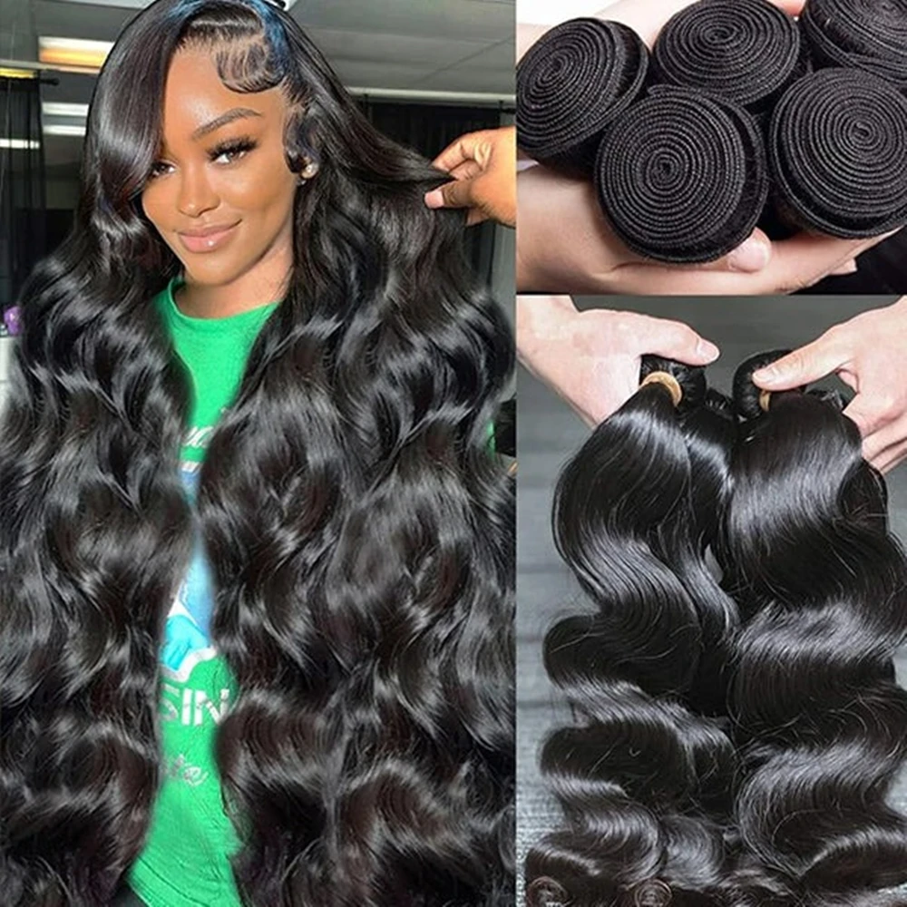 Onda do corpo feixes de cabelo humano 100% cabelo humano cru brasileiro 1/3/4 pacotes 30 Polegada tecer cabelo brasileiro extensões de cabelo humano