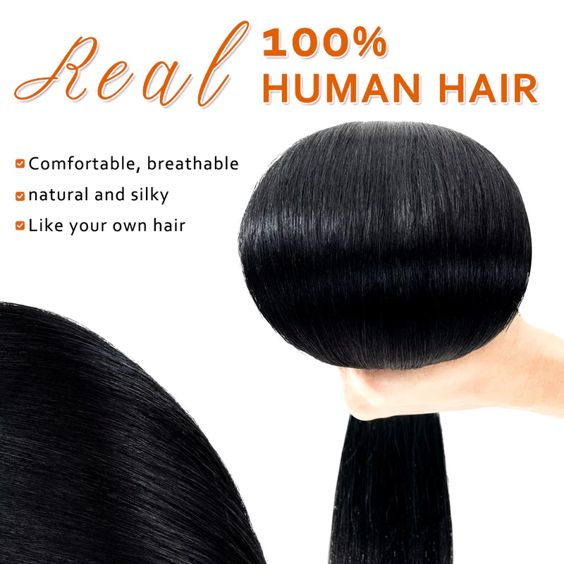 ストレートテープでヘアエクステンション人毛 100% 本物の人毛 16-26 インチスキン横糸テープヘアエクステンションナチュラルブラック # 1B