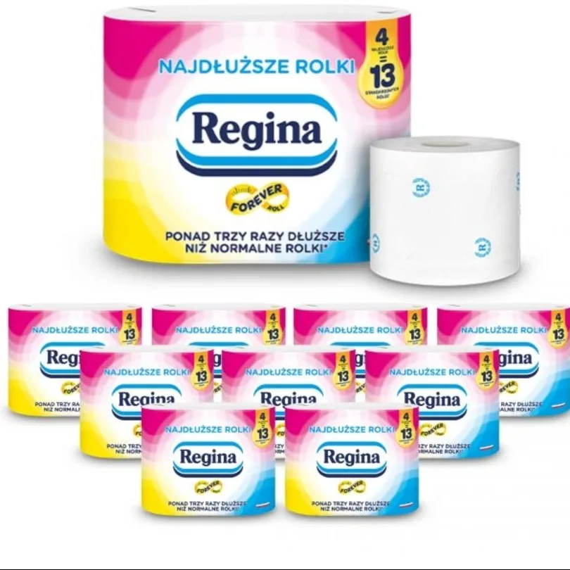 Papier toaletowy Regina Najdłuższe Rolki 2 warstwy (4 rolki) x 10 opakowań