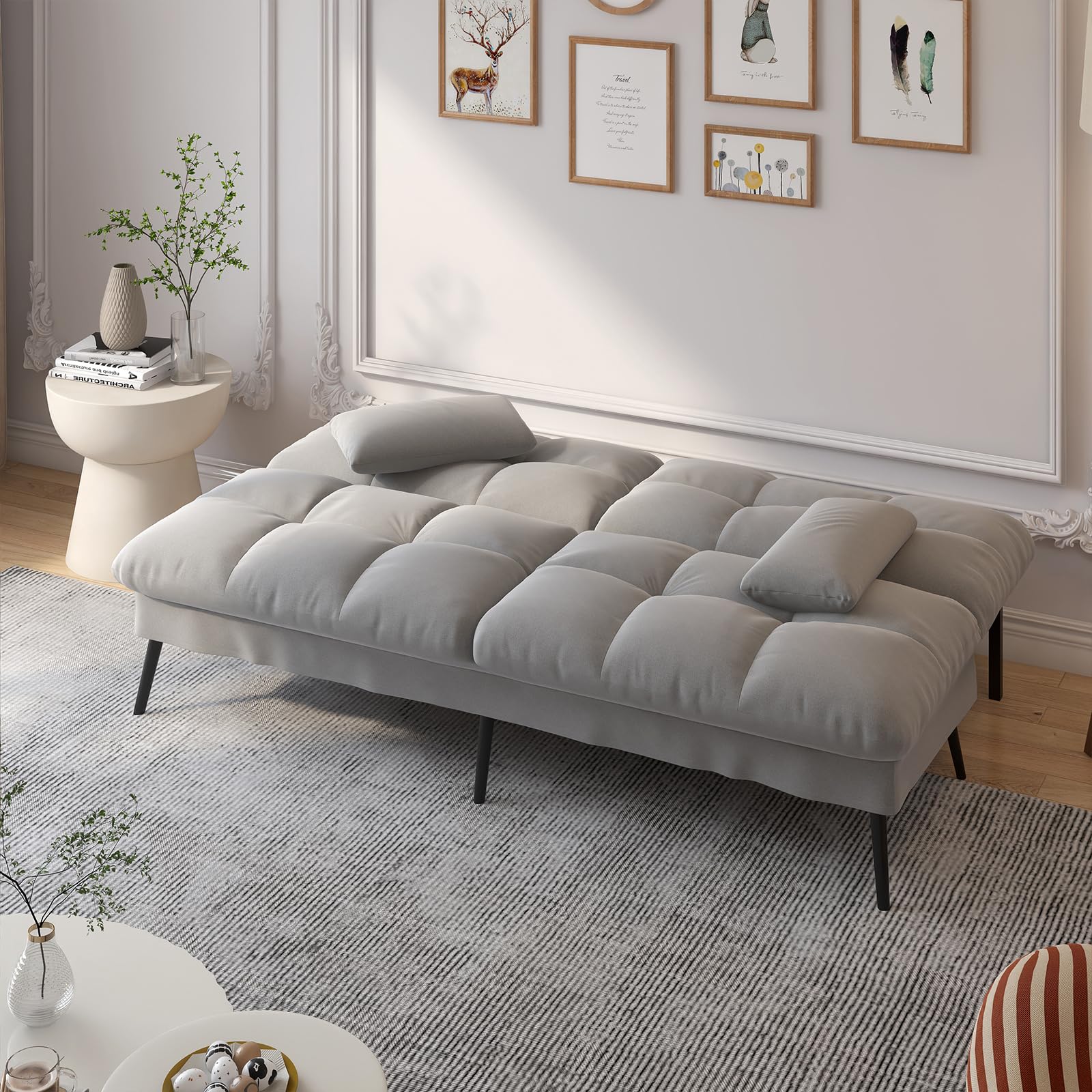 COMHOMA rozkładana Futon rozkładana Sofa sypialna na narożną sofę 3-osobowa Sofa dla gości z regulowanym oparciem