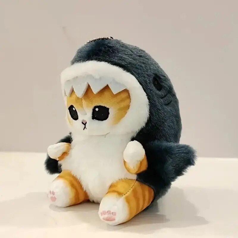 Kawaii Anime Hobby Tempura Fried Shrimp Shark Cat Plush Doll Keychain Cartoon Cute Pendant Backpack for Girlfriend Gift Christm