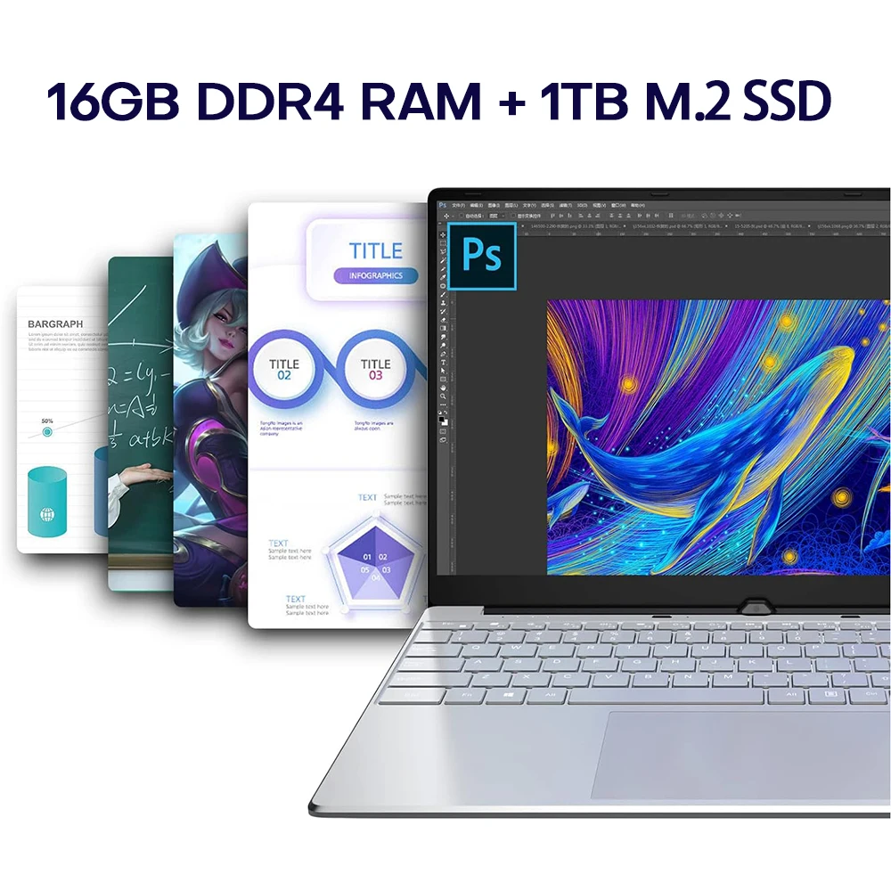 Xiaman 15.6 "intel pentium 7505 computador portátil windows 11 pro dual core laptops portáteis pc desbloqueio de impressão digital gamer notebook