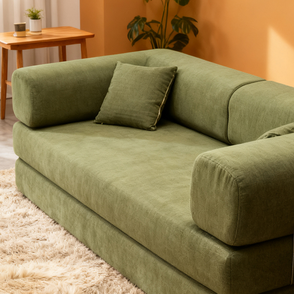 EU warehouse 2025 removable washed corduroy modular compression sofa 200 cm sleeper sofa bed bedroom furniture