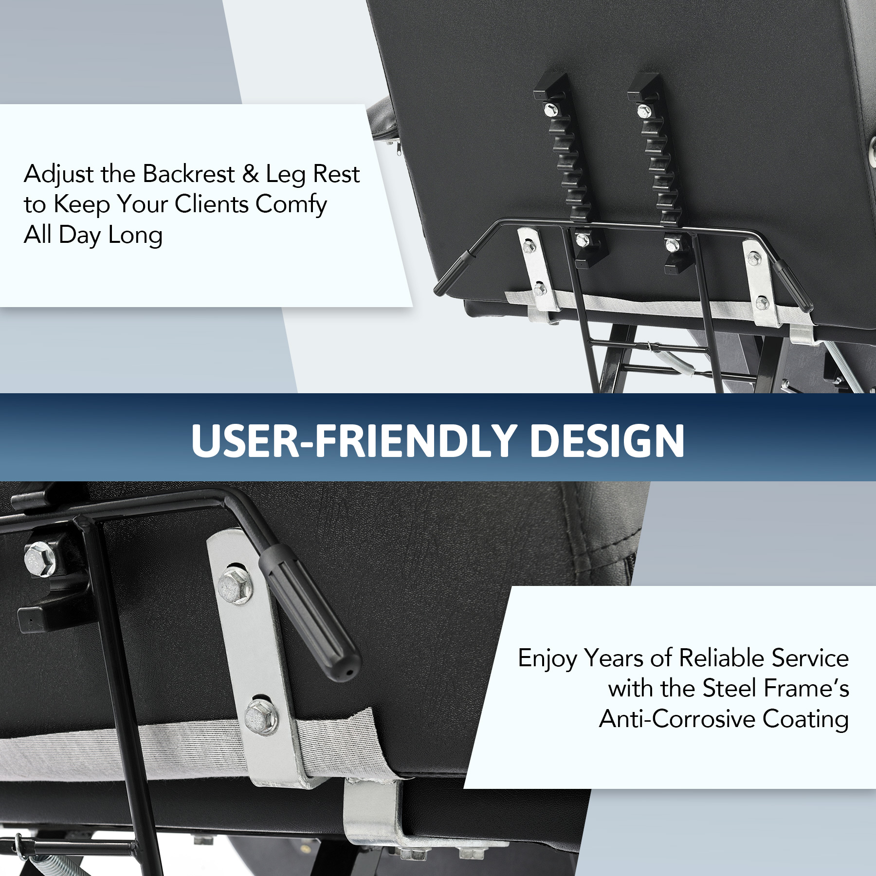 VONLUCE Massage Bed Chair with Stool Adjustable Beauty Spa Table Salon Parlour