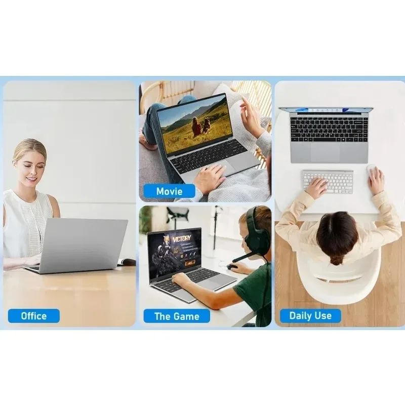 14.1 ''Windows 11 Kantoor Studie Intel Celeron N4000 Laptop Computer 12 GB DDR4 512 GB SSD Ontgrendelen Notebook PC Computer FHD Display