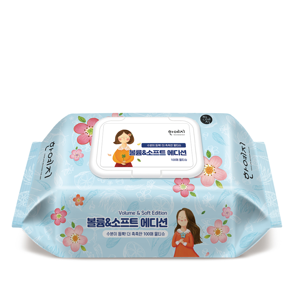 한예지 볼륨앤소프트 에디션 물티슈 100매 캡형 [총 20팩]