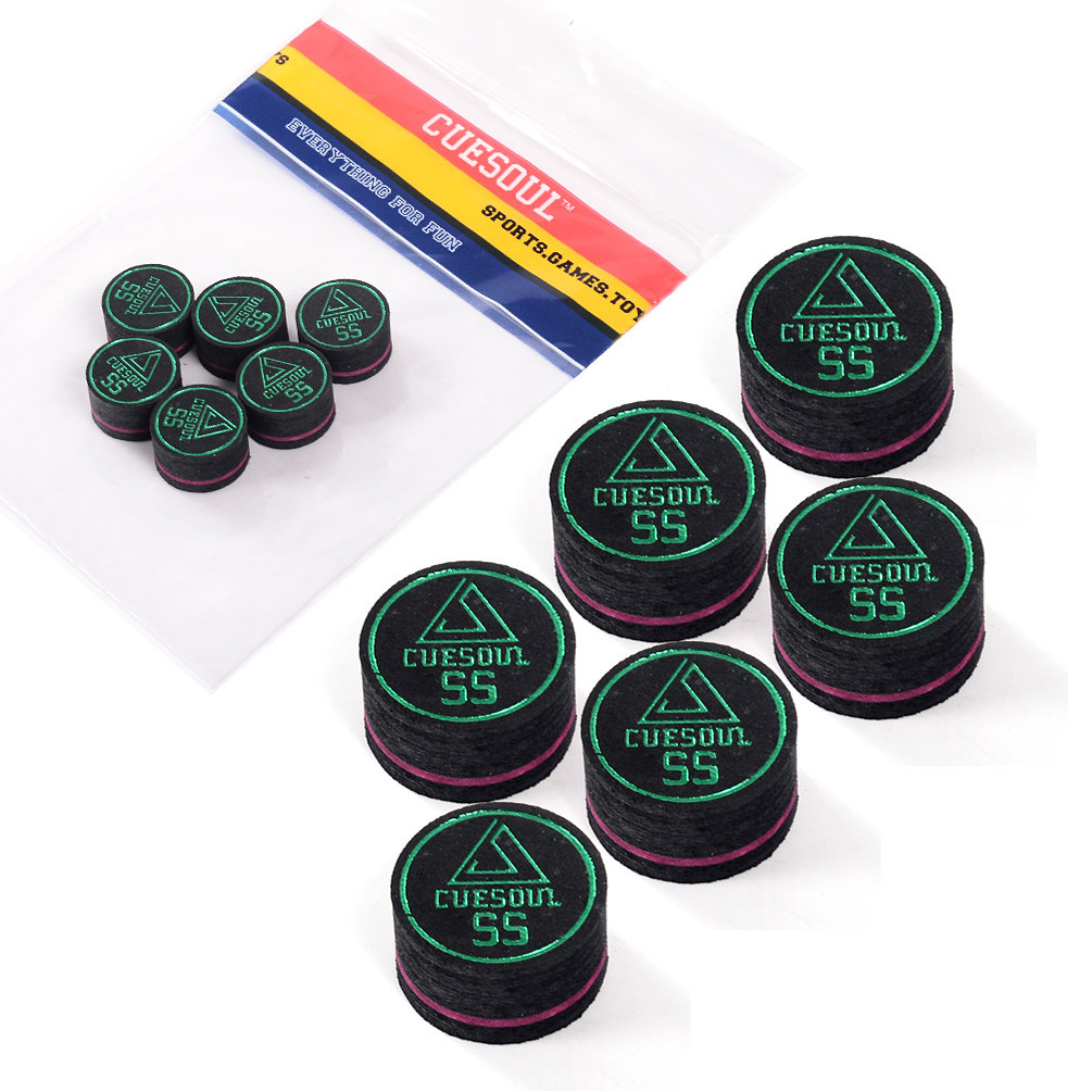 CUESOUL 6 Stück/Set 14 mm gebackene Schweine-Wildleder-Billard-Snooker-Queue-Spitze und Pool-Queue-Spitze