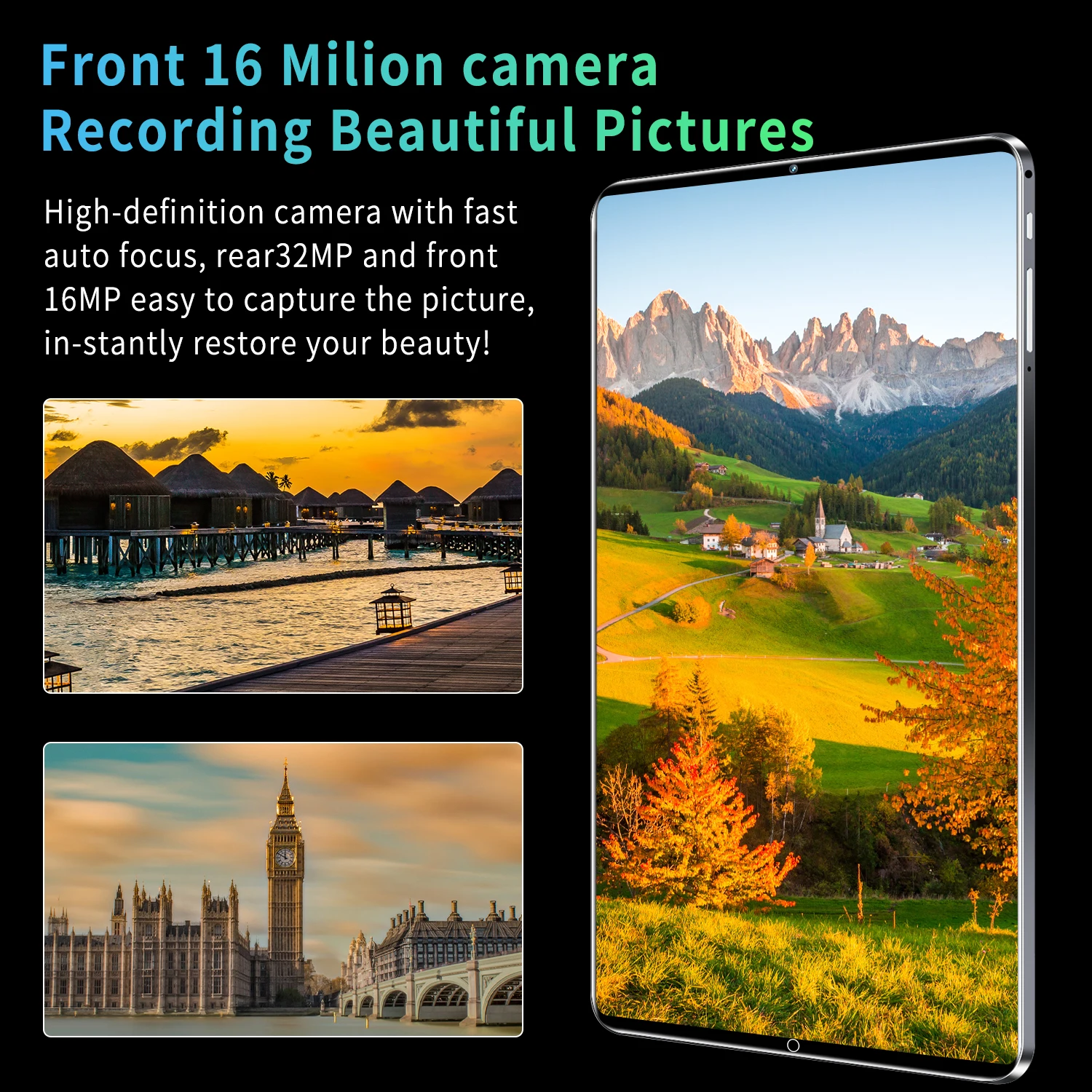 2024 tableta Android 13,0 nuevo 11,6 pulgadas 16GB RAM 1TB ROM tableta 16MP 32MP 12000mAh 10 núcleos WIFI Bluetooth red Tablet Pc