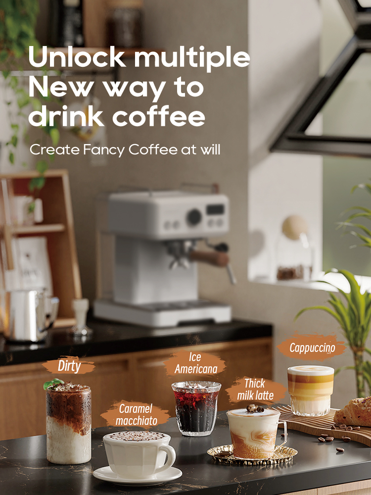 HiBREW-cafetera Espresso semiautomática, función artesanal, presión de 20bar, temperatura ajustable para capuchino y Latte H10plus